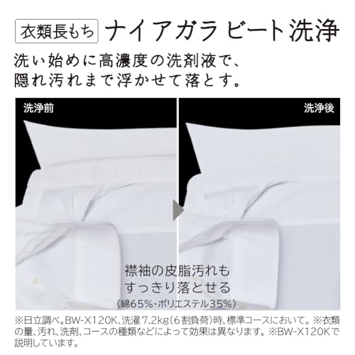 日立 全自動洗濯機 洗濯10kg ホワイト ビートウォッシュ BW-V100K W 本体幅57cm つけおきプラス 大流量 ナイアガラ ビート洗浄 中間 画像