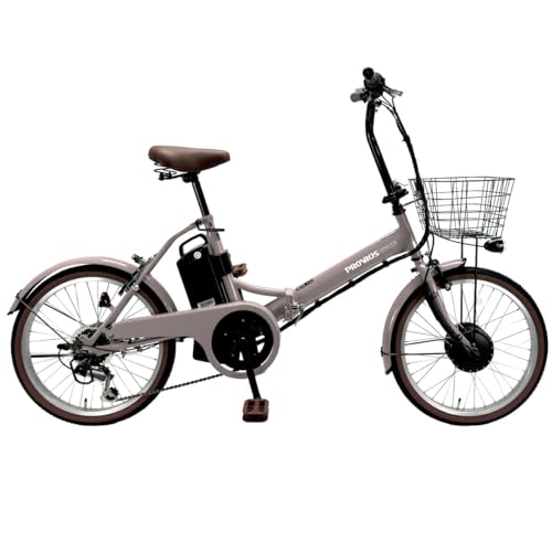 PROVROS(プロブロス) 電動アシスト自転車 20インチ 折りたたみ シマノ6段変速 リチウムイオンバッテリー7.8Ah 前輪駆動 最大46km走行 型式認定 公道可能【メーカー保証1年】P-206E (ピンクベージュ) 画像1