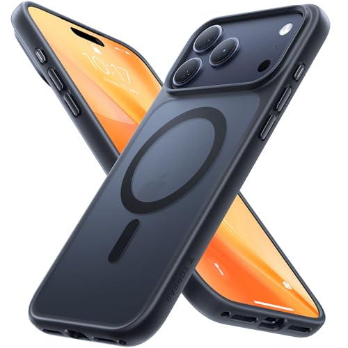 TORRAS iPhone 17 Pro 用ケース 【米軍進化耐衝撃・高性能Magsafe対応】指紋防止 黄変防止 米軍保護工学 マグネット搭載 衝撃吸収 頑丈 カメラコントロールボタン付き ストラップホール 半透明 Guardian-Mag ブラック 画像1