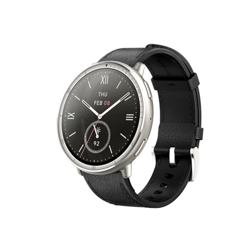 Amazfit Active 2 44mm スマートウォッチ 2000nit高輝度 サファイアガラス GPS内蔵 オフラインマップ AIによる音声操作と睡眠/運動管理 心拍 睡眠 健康管理 160+スポーツモード ナビゲーション ルートインポート 10日間バッテリー持続 丸型(ブラックレザー(プレミアムバージョン)) 1枚目 画像