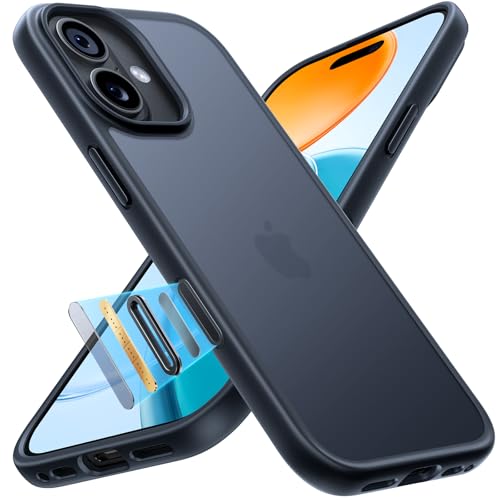 【3倍米軍MIL規格・マット質感】 TORRAS For iPhone 17 ケース 耐衝撃 半透明 マット仕上げ 滑り止め 黄ばみ防止 指紋防止 カメラコントロール保護 ストラップホール付き ボタン付属 For いphone 17 ケース 6.3インチ 「Guardian 」 ブラック 画像1
