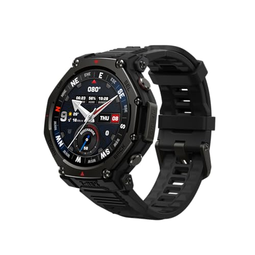 Amazfit T-Rex 3 Pro 48mm スマートウォッチ 登山 トレイルランニング ヤマレコ ヤマップ G5チタン合金 サファイアガラス スピーカー内蔵 フラッシュライト iPhone Android対応 GPS 6衛星 ミリタリー 3種類オフラインマップ ナビゲーション ルートインポート 10ATM防水 AIによる音声操作 (タクティカルブラック) 画像1