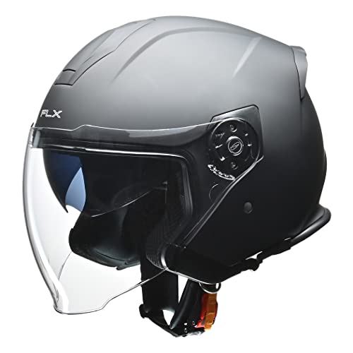 リード工業(LEAD) バイク用 インナーシールド付き ジェットヘルメット FLX マットブラック LLサイズ (61-62cm未満) 画像1