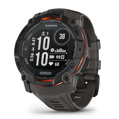ガーミン(GARMIN) Instinct 3 50mmサイズ Dual Power Black Bezel with Charcoal Band 010-02935-30 【ランニング・ゴルフ・登山・サイクリング等30種類以上対応】【Android/iOS対応】【Suica機能搭載】【ビジネスシーンもOK】【日本正規品】 1枚目 画像