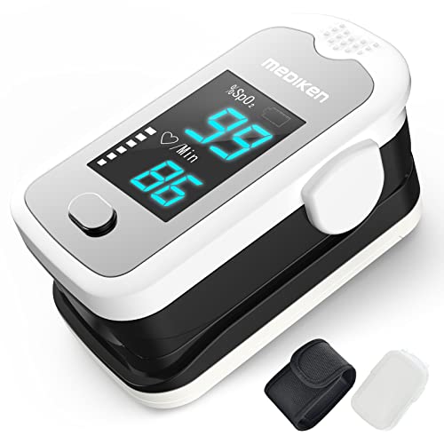 メディケン(MEDIKEN)【豪華付属品4点セット】 パルスオキシメーター 心拍計 脈拍測定器 家庭用 旅行、在宅、登山、 LEDディスプレイ 見やすい 高精度 1枚目 画像