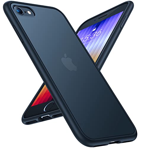 【2025米軍進化耐久性】TORRAS iPhone se se3 se2 8 7 ケース 半透明 耐衝撃 マット感 黄ばみなし レンズ保護 ストラップホール付き スマホケース iphonese第3世代 ケース アイフォン 7 8 se2 se3 se 用 4.7インチ カバー (マットブラック) 1枚目 画像
