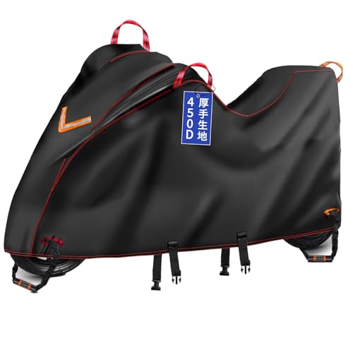 Bst Jyob バイクカバー オックス450D 厚手 【多サイズ展開 リアbox対応サイズあり 厚さ選択】 丈夫 破れない 風飛び防止 耐熱 防水 撥水 紫外線防止 盗難防止 スクーター/原付/125cc/250cc用/400cc用/小型/普通/大型/軽二輪など ボックス2XL：全長245*前高125*リア高120 画像1
