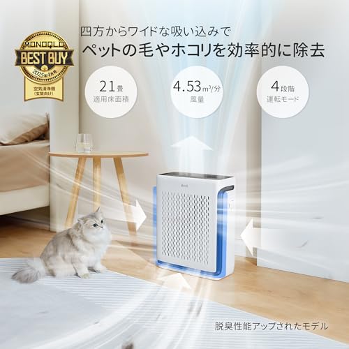 【節電対策】Levoit(レボイト) 空気清浄機 ハイグレード Vital 100S 21畳 脱臭強化 集じん ハウスダスト ホコリ・光センサー付き 小型 四面吸気口 ペットの毛対策 静電HEPA 花粉対策 自動/ペットモード 最後 画像