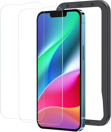 NIMASO ガラスフィルム iPhone 16e 用/iPhone 14 用/iPhone 13 Pro 用/iPhone 13 用 強化 ガラス 液晶 保護 フィルム ガイド枠付き 2枚セット NSP21H282 画像1