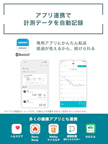 オムロン 体重 体組成計 カラダスキャン ブラック KRD-703T スマホ連動 データ自動転送 全身測定方式 部位別測定 BMI 骨格筋率 体脂肪率 OMRON connect対応 中間 画像