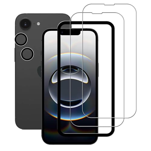 KPNS iphone 16e ガラスフィルム【2+2枚セット】ガイド枠付き 日本素材製 強化ガラス iPhone16e 用 ガラスフィルム カメラフィルム カバー アイホン16e 保護フィルム 画像1
