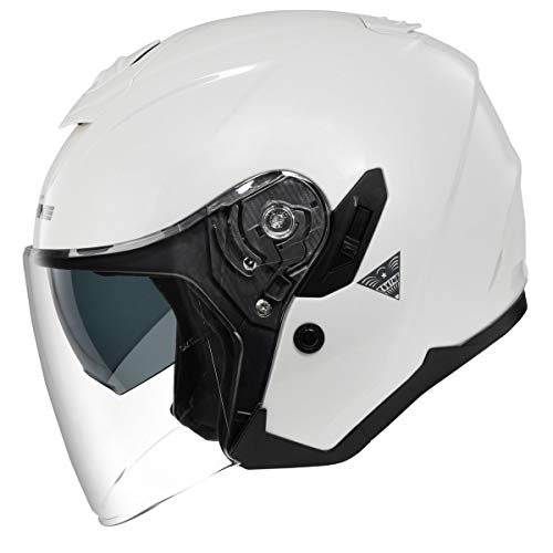 コミネ(KOMINE) バイク用 FL コンポジット FRP ジェットヘルメット パールホワイト XL HK-172 UVカットシールド FRPシェル インナーバイザー マグネットバックル 中間 画像