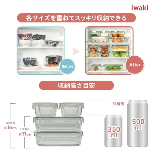 iwaki(イワキ) 耐熱ガラス 保存容器 アーバンクリア 7個セット パック&レンジ F-PRN7-UCL 中間 画像