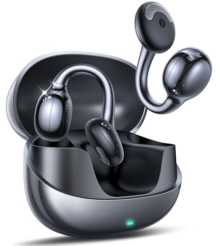 JOYROOM イヤーカフ型イヤホン オープンイヤーイヤホン ワイヤレス Bluetoothイヤホン 13mmダイナミックドライバー 左右チャンネル自動認識 全表面タッチでき マルチポイント接続/最大22時間再生/Bluetooth5.4/専用アプリ/IPX4防水 4.9g超軽量 人間工学L型設計 究極のフィット感 耳挟み式 耳を塞がない 開放型 マイク付き 音漏れ防止(グレー) 画像1