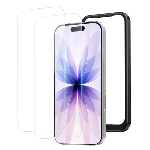 NIMASO ガラスフィルム iPhone 17 用 強化ガラス 液晶 保護フィルム 耐衝撃 高透過率 指紋防止 貼りやすい ガイド枠付き 2枚セット いPhone17（6.3インチ）対応 DSP25F1698 画像1