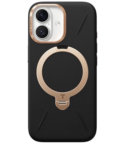 TORRAS iPhone 17 用 ケース【新感覚レザー・スキンタッチ】Ostand Q3 レザートーン MagSafe対応 リング スタンド 360°定点回転 縦横両対応 マグネット搭載 革 カメラコントロールボタン 米軍規格 耐衝撃 指紋防止 アンバー・ブラウン 画像1