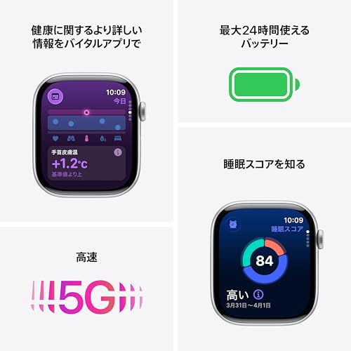 Apple Watch Series 11（GPS + Cellularモデル）- 46mmジェットブラックアルミニウムケースとブラックスポーツバンド - S/M 最後 画像