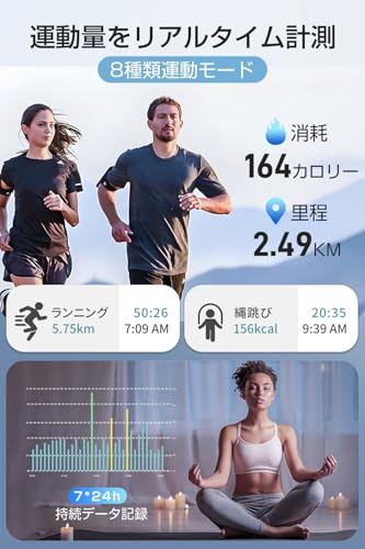 スマートリング 健康管理 【新登場 & 長時間使用可能】 Android/Iphone対応 睡眠管理 スマート指輪 ヘルスケア 睡眠計測 8種類運動モード 3種類データ測定機能 IP68防水USB磁気充電 カメラ制御 小型 超軽量 カロリー 運動距離 歩数計 活動量計 smart ring 男女兼用 日本語取扱説明書 磁気充電ケーブル付き プレゼント (シルバー, 10号(62.3mm)) 中間 画像
