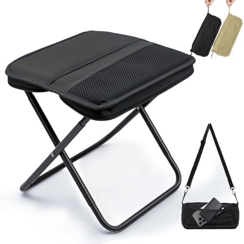 [Livelihood]折りたたみ椅子 アウトドア チェア【2in1イス→バッグ】一体型 コンパクト 超軽量 アルミ合金 ショルダー付き 持ち運び便利携帯チェア キャンプ 椅子 日本語説明書付き ハイキング 釣り（ブラック） 画像1