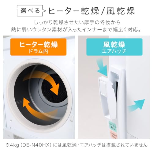 日立(HITACHI) 電気衣類乾燥機 5㎏ DE-N50HV 日本製 最新型 (ヒーター/送風 2way乾燥) 静音設計 省エネ 低温乾燥コース 送風乾燥 ウレタン シルク 可能 メーカー1年サポート 中間 画像