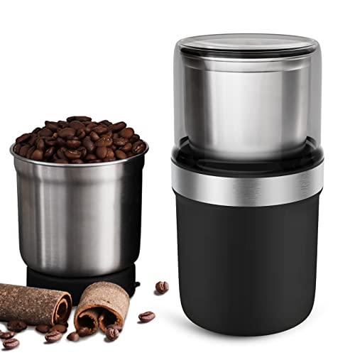 BESROY コーヒーミル 電動 カッター コーヒーミル 電動コーヒーミル 粉末 コーヒー豆 ひき機 水洗い可能 豆挽き/緑茶/山椒/唐辛子/胡椒/山椒/調味料/穀物を挽く 一台多役 掃除ブラシ付 お手入れ簡単 画像1