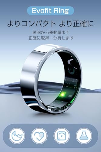 スマートリング 健康管理 【新登場 & 長時間使用可能】 Android/Iphone対応 睡眠管理 スマート指輪 ヘルスケア 睡眠計測 8種類運動モード 3種類データ測定機能 IP68防水USB磁気充電 カメラ制御 小型 超軽量 カロリー 運動距離 歩数計 活動量計 smart ring 男女兼用 日本語取扱説明書 磁気充電ケーブル付き プレゼント (シルバー, 10号(62.3mm)) 最後 画像