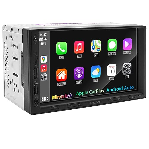KASUVAR 2DIN 7インチ ディスプレイ オーディオ 30バンドEQ 1024×600P IPSタッチパネル FM/AMラジオ スマホ連携で無線CarPlay/AndroidAuto、Youtubeをミラーリングする バックカメラ連動、ステアリング制御、アンプ内蔵、映像出入力、USB/SD動画音楽再生可能な多機能カーオーディオ一体型車載ナビ Bluetooth5.0 技適取得【KAR7】 画像1