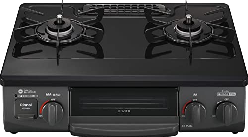 リンナイ ガステーブル ガスコンロ 都市ガス12A・13A用 幅約56cm 片面焼きグリル 左強火力 KG35NBKL/13A ブラック 1枚目 画像