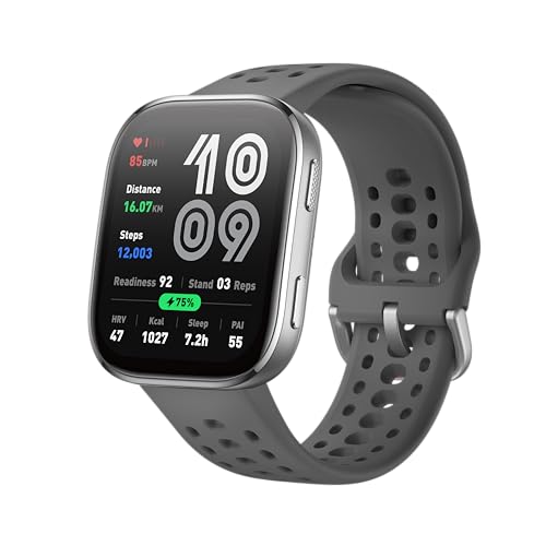 Amazfit Bip 6 スマートウォッチ 2000nit高輝度 GPS内蔵 オフラインマップ AIによる音声操作と睡眠/運動管理 心拍 睡眠 ストレス 健康管理 140+スポーツモード ナビゲーション ルートインポート 14日間バッテリー持続 (チャコール) 画像1