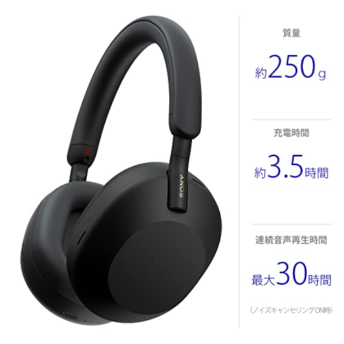ソニー(SONY) ワイヤレスノイズキャンセリングステレオヘッドホン WH-1000XM5:【VGP殿堂入り】 / ノイキャン性能向上 / Amazon Alexa搭載 / 通話性能向上 / ソフトフィットレザーによる高い遮音性 / ブラック / WH1000XM5 BM 中間 画像