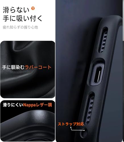 【3倍米軍MIL規格・マット質感】 TORRAS For iPhone 17 ケース 耐衝撃 半透明 マット仕上げ 滑り止め 黄ばみ防止 指紋防止 カメラコントロール保護 ストラップホール付き ボタン付属 For いphone 17 ケース 6.3インチ 「Guardian 」 ブラック 中間 画像