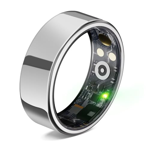 スマートリング 健康管理 【新登場 & 長時間使用可能】 Android/Iphone対応 睡眠管理 スマート指輪 ヘルスケア 睡眠計測 8種類運動モード 3種類データ測定機能 IP68防水USB磁気充電 カメラ制御 小型 超軽量 カロリー 運動距離 歩数計 活動量計 smart ring 男女兼用 日本語取扱説明書 磁気充電ケーブル付き プレゼント (シルバー, 10号(62.3mm)) 画像1