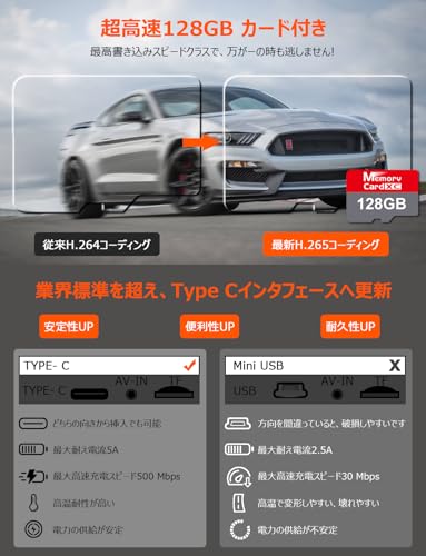 【2025再進化分離式・128GBカード付き・2.5kバックカメラ左右上下反転可・4K・BSD運転補助・LCA後方車両検出】VANBARドライブレコーダー ミラー型 分離 【フロントカメラ4K+リアカメラ2.5K再進化】IMX415センサー 800万画素 音声制御 スピード違反警報 WDR機能 バックガイドライン 駐車監視 LED信号対応 GPS搭載 防水 ドラレコ 3年保証 中間 画像