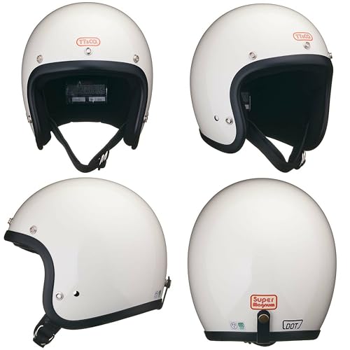 TT&CO. バイク ヘルメット ジェットヘルメット オープンフェイス スーパーマグナム [日本人仕様に作ったスリムシェイプ] PSC/SG/DOT規格 FREE : 57-58cm アイボリー&ブラックトリム スモールジェットヘルメット ハーレー アメリカン 専用内装脱着式 洗濯可能 最後 画像
