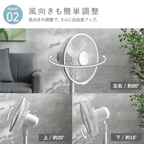 【節電対策】 アイリスオーヤマ 扇風機 首振り 風量3段階 タイマー機能付き 換気 リビング扇 ホワイト PF-301RA-W 中間 画像