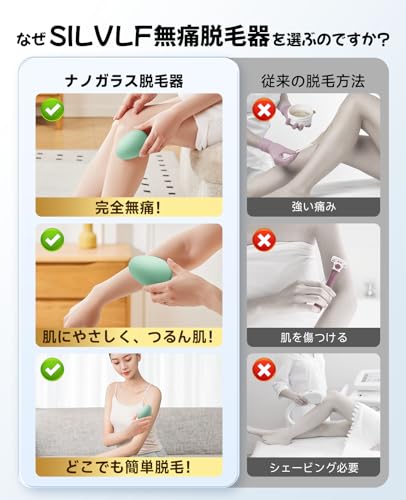 脱毛器 擦るだけ『業界注目!痛くない次世代モデル』 無痛脱毛器 角質除去 ナノガラス 物理脱毛 手のひらサイズ 軽量 男女兼用 操作簡単 痛みゼロ 初心者向け 家庭用 自宅 出張 旅行 ギフトにも最適 日本語取説書付き オシャレ(Green) 中間 画像
