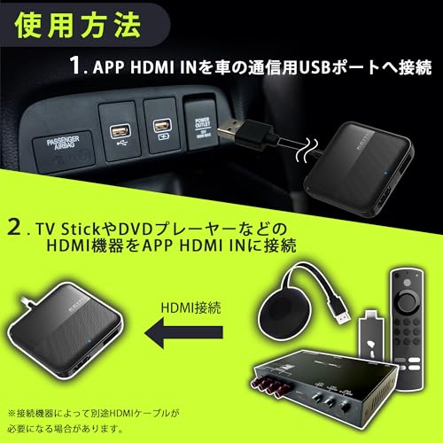 KEIYO【APP HDMI IN】HDMIマルチメディアアダプター/TVstick/スマホ/地デジチューナー/DVDプレイヤーを接続可能 有線AppleCarPlay搭載車両専用 AN-S134【公式ショップ】 中間 画像