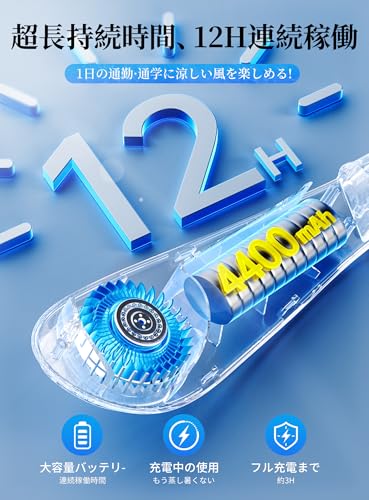 「夏革新型·首掛け扇風機」ネッククーラー ネックファン 携帯扇風機 小型 3段階風力調節 冷却プレート搭載 20dB静音 超軽量 羽根なし モバイル扇風機 強力 大風量 LEDディスプレイ表示 4400mAh大容量 長時間稼働 Type-C充電式 熱中症対策 花火大会/通勤通学/アウトドア/夏キャンプ/プレゼントなど(White) 中間 画像