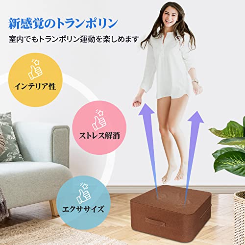 Homwarm トランポリン 室内 大人用 静音 エクササイズ 家庭用 省スペース 外カバー取り外し 洗濯可能 (50x50x20cm, ブラウン) 最後 画像