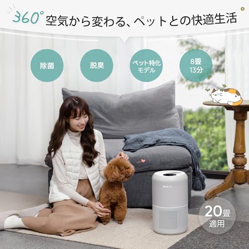 Levoit (レボイト) 空気清浄機 脱臭強化モデル 20畳 Core P350 ペット向け 消臭 省エネ ウィルス アレルギー 集じん 花粉対策 静電フィルター 小型 寝室 キッチン 玄関 グレー 中間 画像