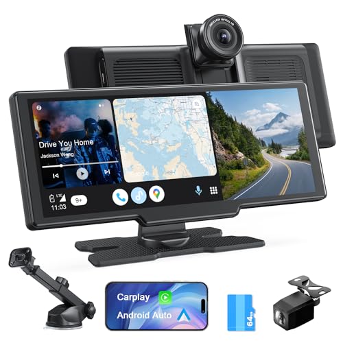 ディスプレイオーディオ 4Kフロントカメラと1080Pリアカメラ付き CarPlay/Android Auto/ミラーリング対応 9.26インチ ポータブルカーオーディオ タッチスクリーン ワイヤレスカープレイ/アンドロイドオート ナビ 音楽再生 音声制御 WiFi/Bluetooth/AUX/FM 工事不要 取付簡単 色々な車種に対応 駐車補助 録画 64GBカード含み 2年保証 Avylet 画像1