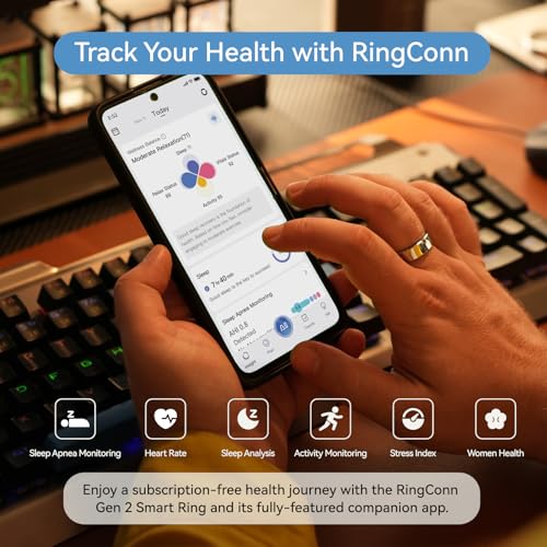RingConn Gen 2 スマートリング|アプリ購読不要、まずサイジングキットでサイズ確認、バッテリー持続最長12日、睡眠・心拍・ストレス・女性の健康管理・フィットネス追跡、Android & iOS対応(シルバー、サイズ10) 中間 画像