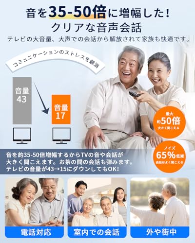 集音器 高齢者 しゅうおんき【2025年最新進化・音量増幅UP・ノイズ低減！】高齢者集音器 音声拡聴器 20-30時間連続使用 耳穴型 目立たない 片耳/両耳対応 充電ケースは200時間の充電をサポート 自動降噪 人間工学 軽量 快適 USB充電式 残量表示 自動電源ON/OFF 敬老の日 ギフト プレゼント 贈り物 祖父 祖母 父の日 母の日 掃除ブラシ＆3種類イヤーピース付 日本語説明書 中間 画像