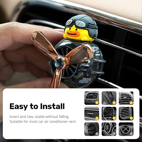 Car Aroma ICARER FAMILY 芳香剤 プロペラ アロマディフューザー 可愛いアヒルパイロット ファン拡散 クリップオン 車 エアコン取り付け型 消臭 アロマタブレット2個付属 取り付け簡単 贈り物 ギフト 車装飾 カー用品 中間 画像