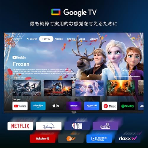VEZZER チューナーレス テレビ 50型 4K Google TV ネット動画対応 スマート 液晶テレビ HDR対応 Dolby Audio Google Cast内蔵 音声検索 VESA規格 2025モデル 最後 画像