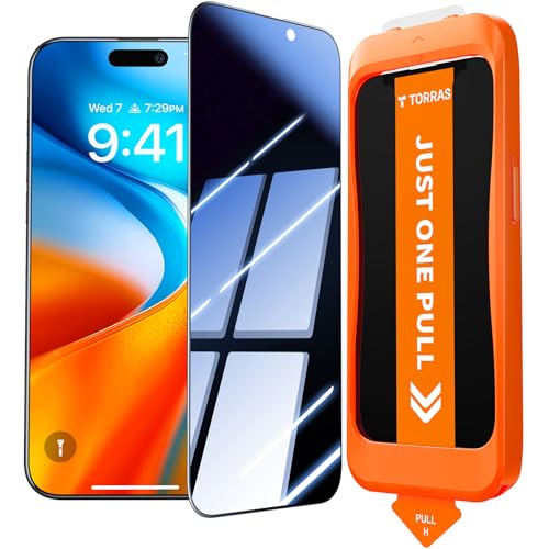 【米軍耐衝撃 & 覗き見防止】TORRAS For iPhone 17 Pro ガラスフィルム iPhone17pro 用 保護フィルム 航空宇宙ガラス 米軍規格 さらさら 指紋防止 全面保護 新型ガイド枠 アイホン17pro 用 保護フィルム 9H越え 携帯落下/破損防止 飛散防止 いphone17Pro 用 フィルム GlassGo Ultra Privacy(1枚 2025 6.3インチ) 1枚目 画像