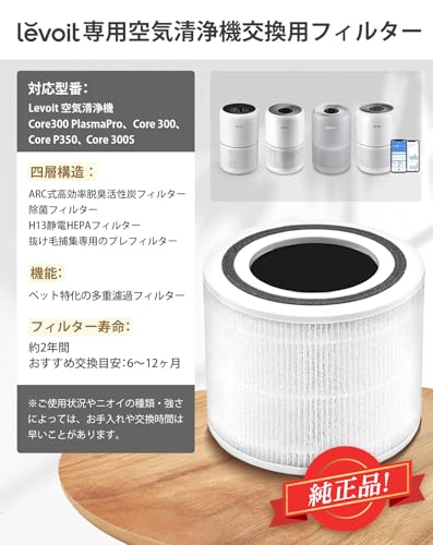 【純正品】Levoit (レボイト) 空気清浄機 Core P350 交換用フィルター 除臭特化 Core 300/Core 300S/Core300 PlasmaProにも適用 最後 画像