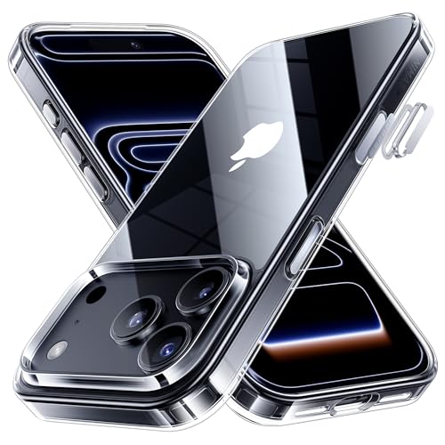NIMASO iPhone 17 Pro 用 ケース クリア 黄変防止 耐衝撃 米軍MIL規格 SGS認証 PC背面 カメラコントロールカバー付き いPhone17Pro対応 傷つけ防止 超薄型 軽量 ワイヤレス充電対応 ストラップホール付き アイフォン17プロ対応 （6.3インチ）スマホケース 透明 （氷星シリーズ）NSC25F1661 画像1