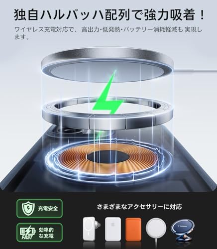 TORRAS iPhone 17 用ケース 【米軍進化耐衝撃・高性能Magsafe対応】指紋防止 黄変防止 米軍保護工学 マグネット搭載 衝撃吸収 頑丈 カメラコントロールボタン付き ストラップホール 半透明 Guardian-Mag ブラック 中間 画像