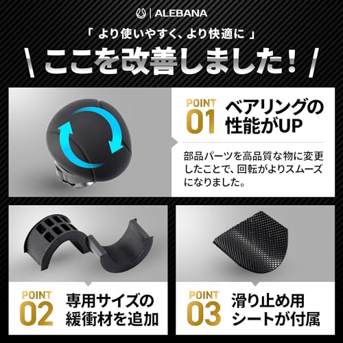 【世田谷ベース掲載】 ALEBANA ハンドルスピンナー ハンドルスピナー 軽自動車 ハイエース トラック 対応 工具不要 専用緩衝材入り (ブラック) 中間 画像